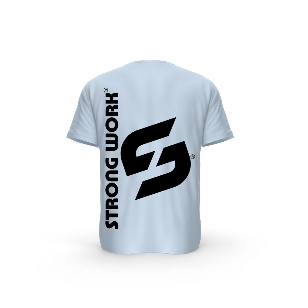 t-shirt bleu ciel strong work Evolution dos pour femme