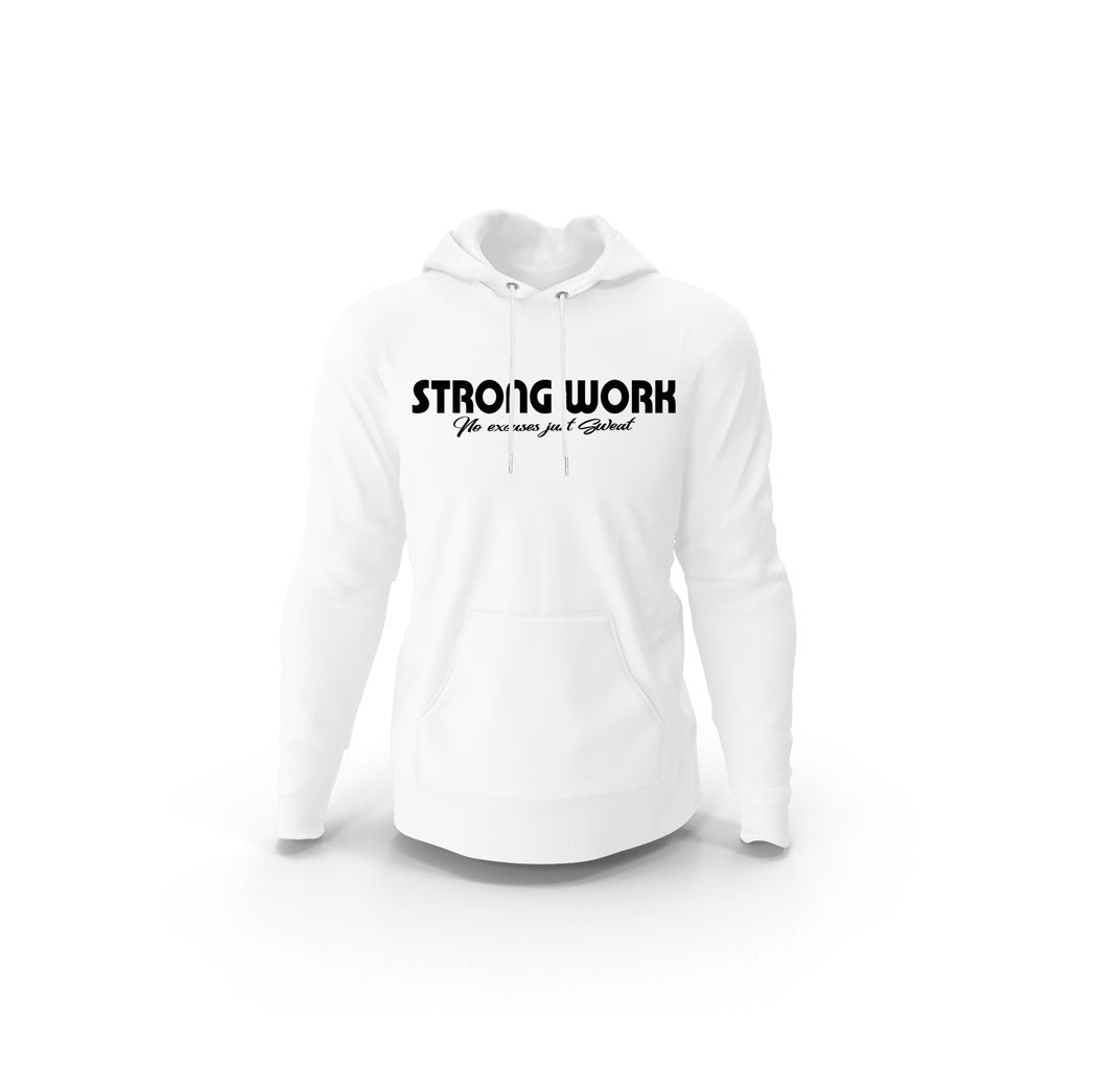 Sweat-Shirt à capuche coton bio Strong Work Intensity Homme - Blanc