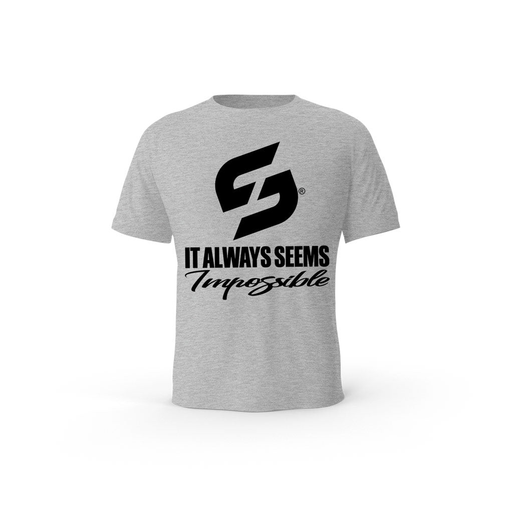 T-SHIRT- COTON-BIO-STRONG-WORK-IT-ALWAYS-SEEMS-IMPOSSIBLE-UNTIL-IT-S-DONE-GRIS-CHINE-FEMME