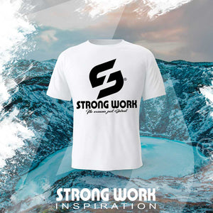 T-SHIRT EN COTON BIO STRONG WORK ME DEMANDE PAS SI JE SUIS FATIGUE MAIS SI TERMINE POUR FEMME - VETEMENT DE SPORT ECO-RESPONSABLE