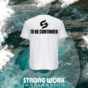 T-SHIRT EN COTON BIO STRONG WORK TO BE CONTINUED POUR HOMME VUE DOS - SPORTSWEAR ECO-RESPONSABLE