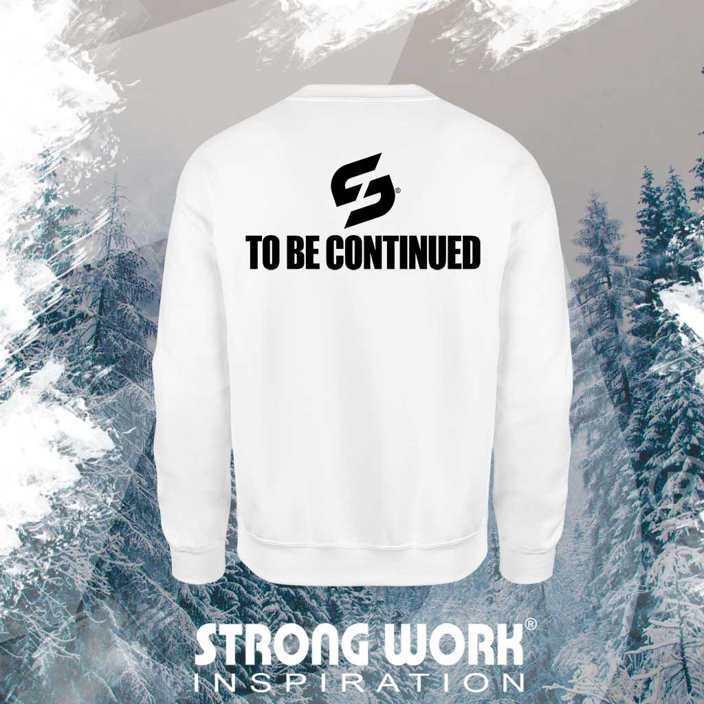 SWEAT-SHIRT EN COTON BIO STRONG WORK TO BE CONTINUED POUR HOMME VUE DOS - SPORTSWEAR ECO-RESPONSABLE