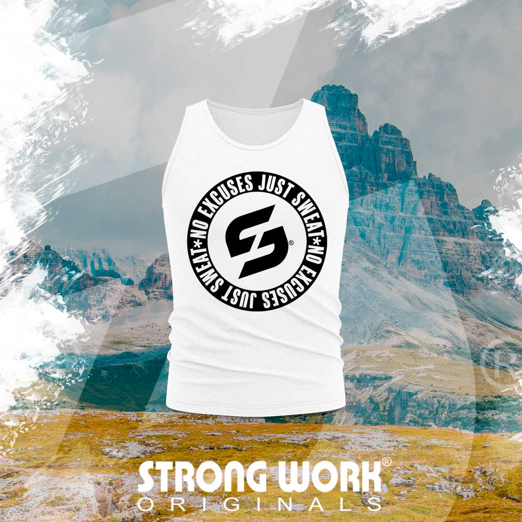 STRONG WORK SPORTSWEAR - Débardeur coton bio Strong Work NO EXCUSES JUST SWEAT BLACK EDITION Homme