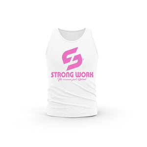 Débardeur coton bio Strong Work Originals PINK EDITION Femme - BLANC