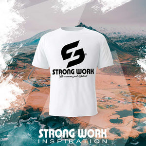 T-SHIRT EN COTON BIO STRONG WORK TRAVAILLE DUR EN SILENCE ET LAISSE TA DETERMINATION FAIRE DU BRUIT POUR HOMME - VETEMENT DE SPORT ECO-RESPONSABLE