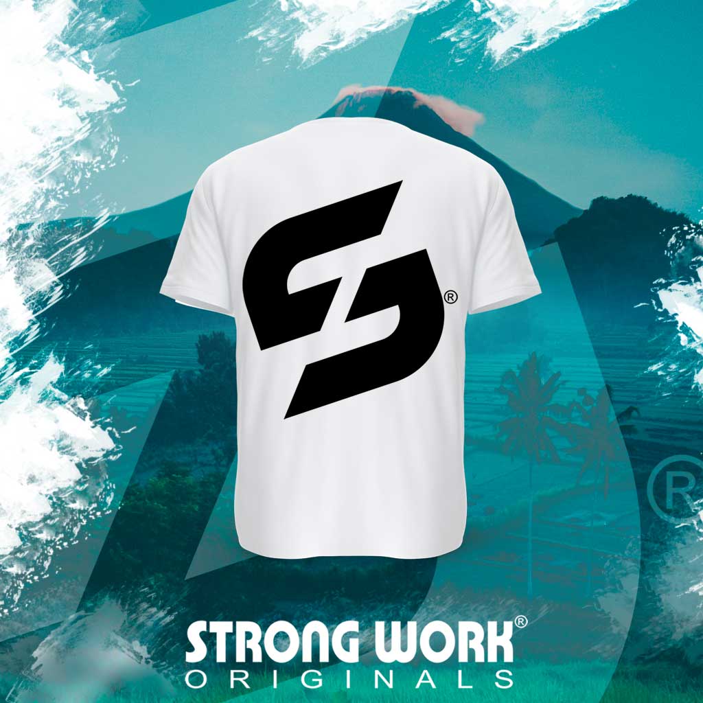 T-SHIRT EN COTON BIO STRONG WORK LEGEND POUR FEMME VUE DOS - VETEMENT DE SPORT ECO-RESPONSABLE