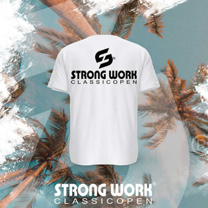 T-SHIRT EN COTON BIO STRONG WORK CLASSIC OPEN POUR FEMME VUE DOS - VETEMENT DE SPORT ECO-RESPONSABLE