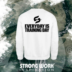 SWEAT-SHIRT EN COTON BIO EVERYDAY IS TRAINING DAY POUR FEMME VUE DOS - VETEMENT DE SPORT ECO-RESPONSABLE