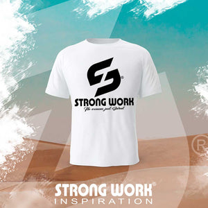 T-SHIRT EN COTON BIO STRONG WORK TRAVAILLE DUR EN SILENCE ET LAISSE TA DETERMINATION FAIRE DU BRUIT POUR FEMME - SPORTSWEAR ECO-RESPONSABLE