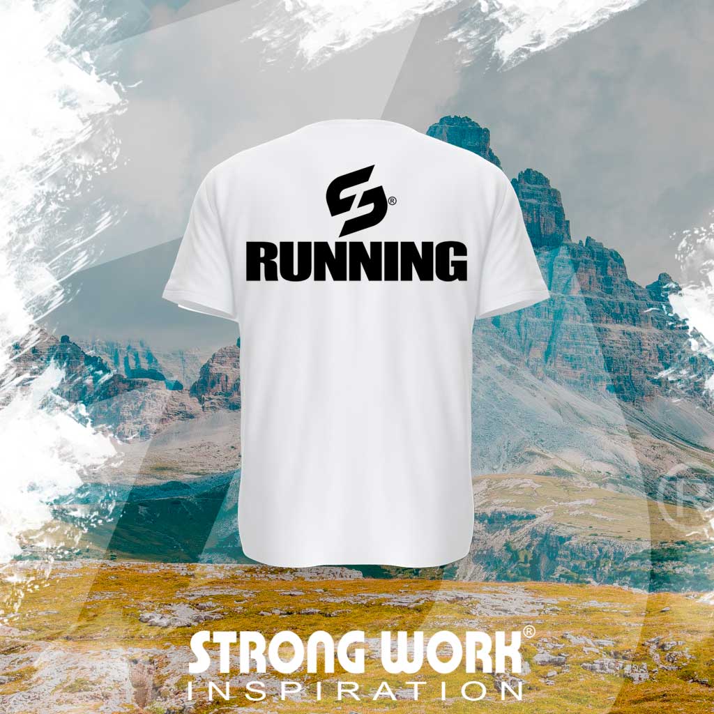 T-SHIRT EN COTON BIO STRONG WORK RUNNING POUR HOMME VUE DOS - SPORTSWEAR ECO-RESPONSABLE