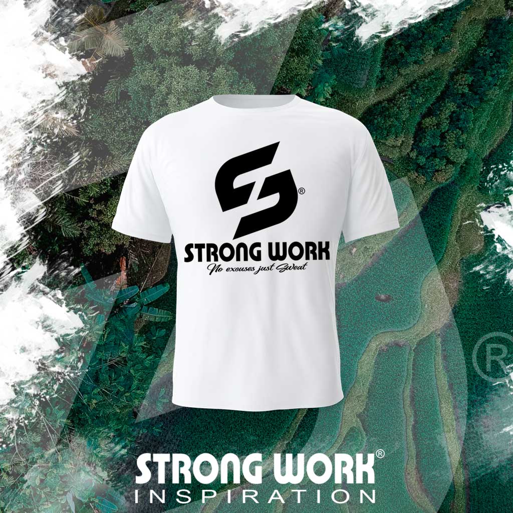 T-SHIRT EN COTON BIO STRONG WORK DON'T STOP RUNNING POUR HOMME - SPORTSWEAR ECO-RESPONSABLE