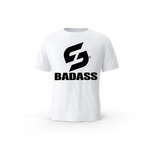 T-SHIRT- COTON-BIO-STRONG-WORK-BADASS-BLANC-FEMME