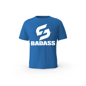 T-SHIRT- COTON-BIO-STRONG-WORK-BADASS-BLEU-FEMME