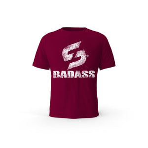 T-SHIRT- COTON-BIO-STRONG-WORK-BADASS-GRUNGE-BORDEAUX-HOMME