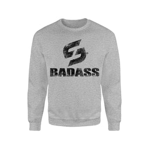 SWEAT-SHIRT-COTON-BIO-STRONG-WORK-BADASS-GRUNGE-GRIS-CHINE-FEMME