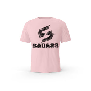 T-SHIRT- COTON-BIO-STRONG-WORK-BADASS-GRUNGE-ROSE-FEMME