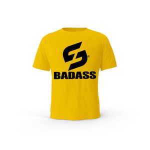 T-SHIRT- COTON-BIO-STRONG-WORK-BADASS-JAUNE-FEMME