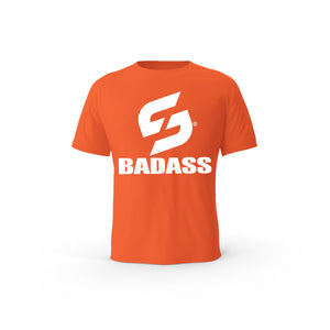 T-SHIRT- COTON-BIO-STRONG-WORK-BADASS-ORANGE-FEMME