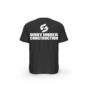 T-SHIRT- COTON-BIO-STRONG-WORK-BODY-UNDER-CONSTRUCTION-NOIR-DOS-FEMME