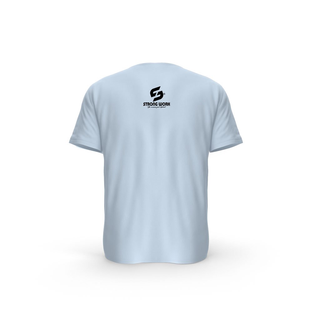 t-shirt dos bio bleu ciel Strong Work Challenge pour Homme
