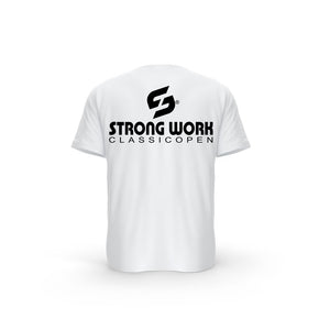 T-SHIRT- COTON-BIO-STRONG-WORK-NEW-CLASSIC-OPEN-BLANC-DOS-FEMME