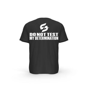 T-SHIRT- COTON-BIO-STRONG-WORK-DO-NOT-TEST-MY-DETERMINATION-NOIR-DOS-HOMME