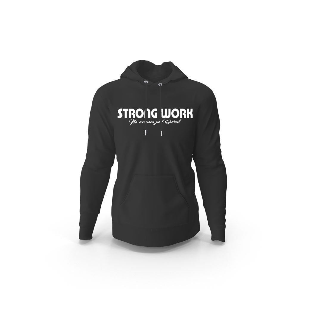 Sweat-Shirt à capuche coton bio Strong Work Intensity Homme - Noir