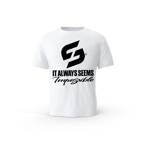T-SHIRT- COTON-BIO-STRONG-WORK-IT-ALWAYS-SEEMS-IMPOSSIBLE-UNTIL-IT-S-DONE-BLANC-FEMME