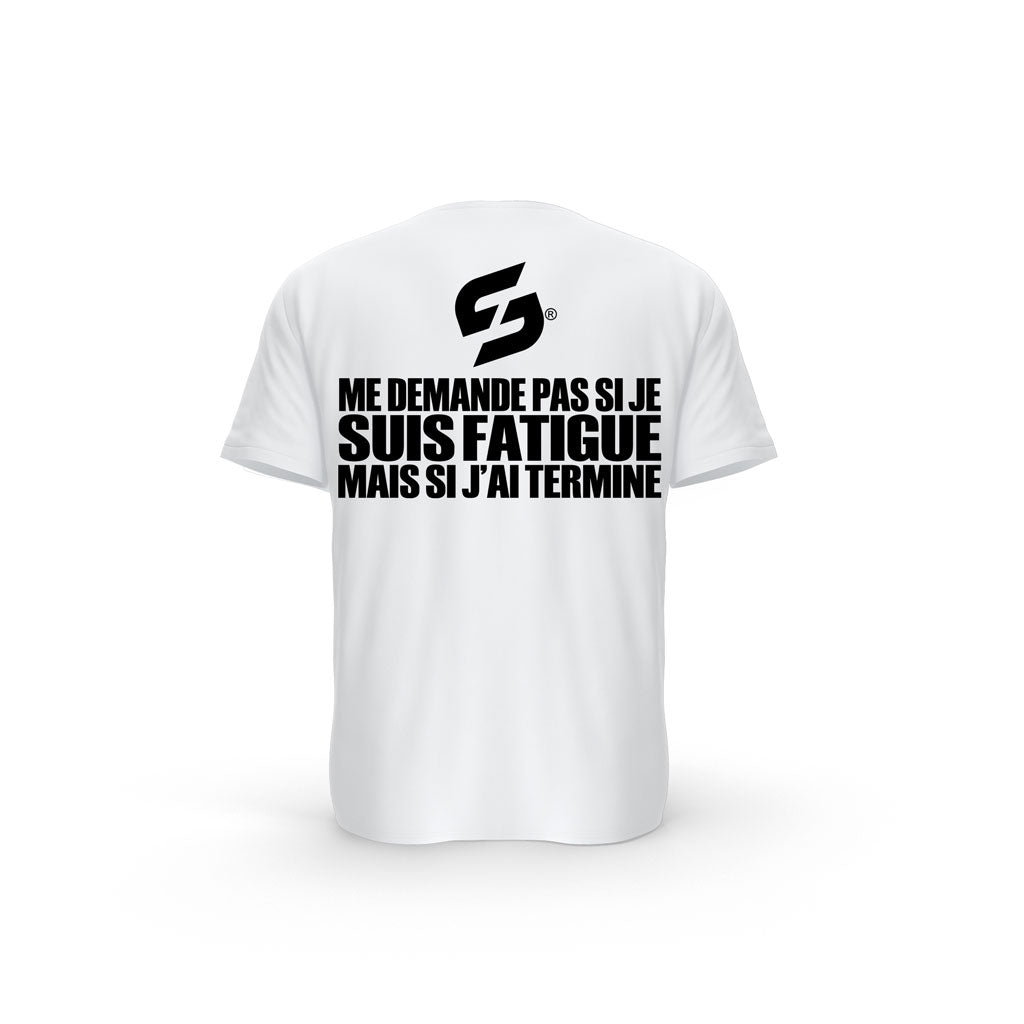 T-SHIRT- COTON-BIO-STRONG-WORK-ME-DEMANDE-PAS-SI-J-AI-FATIGUE-MAIS-SI-J-AI-TERMINE-BLANC-DOS-HOMME