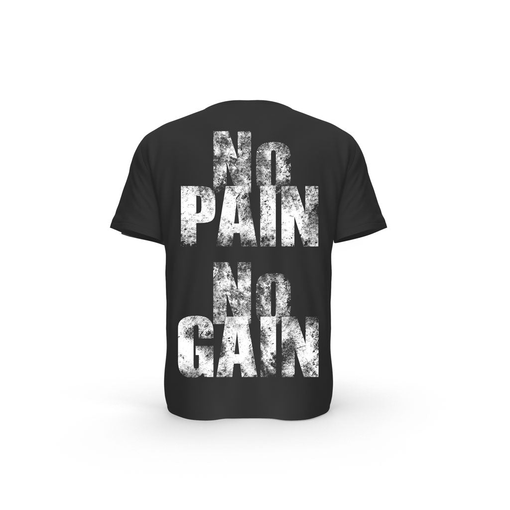 T-SHIRT- COTON-BIO-STRONG-WORK-NO-PAIN-NO-GAIN-NOIR-DOS-HOMME