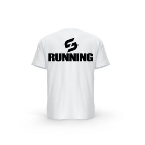 T-SHIRT- COTON-BIO-STRONG-WORK-RUNNING-BLANC-DOS-HOMME