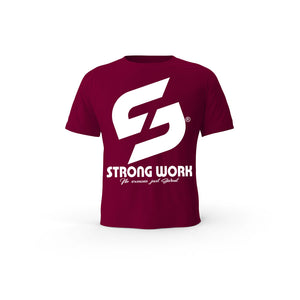 T-SHIRT- COTON-BIO-STRONG-WORK-SENSATION-BORDEAUX-HOMME