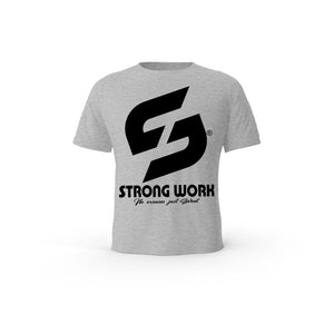 T-SHIRT- COTON-BIO-STRONG-WORK-SENSATION-GRIS-CHINE-HOMME