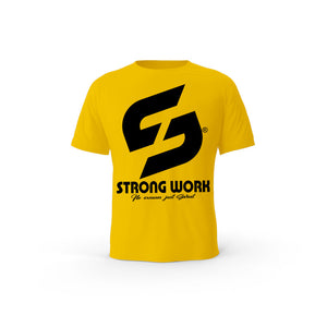 T-SHIRT- COTON-BIO-STRONG-WORK-SENSATION-JAUNE-HOMME