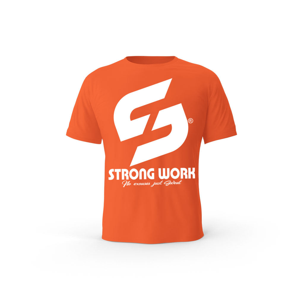 T-SHIRT- COTON-BIO-STRONG-WORK-SENSATION-ORANGE-HOMME