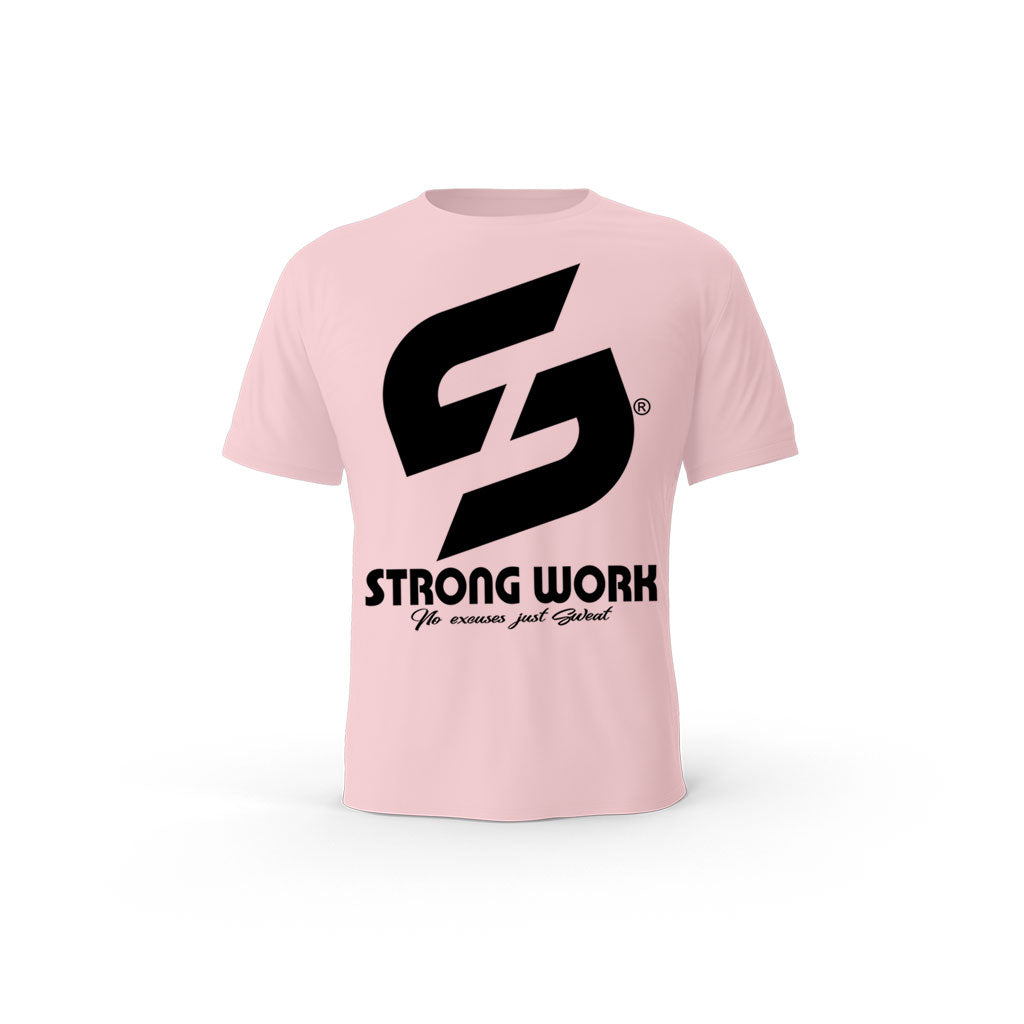T-SHIRT- COTON-BIO-STRONG-WORK-SENSATION-ROSE-HOMME