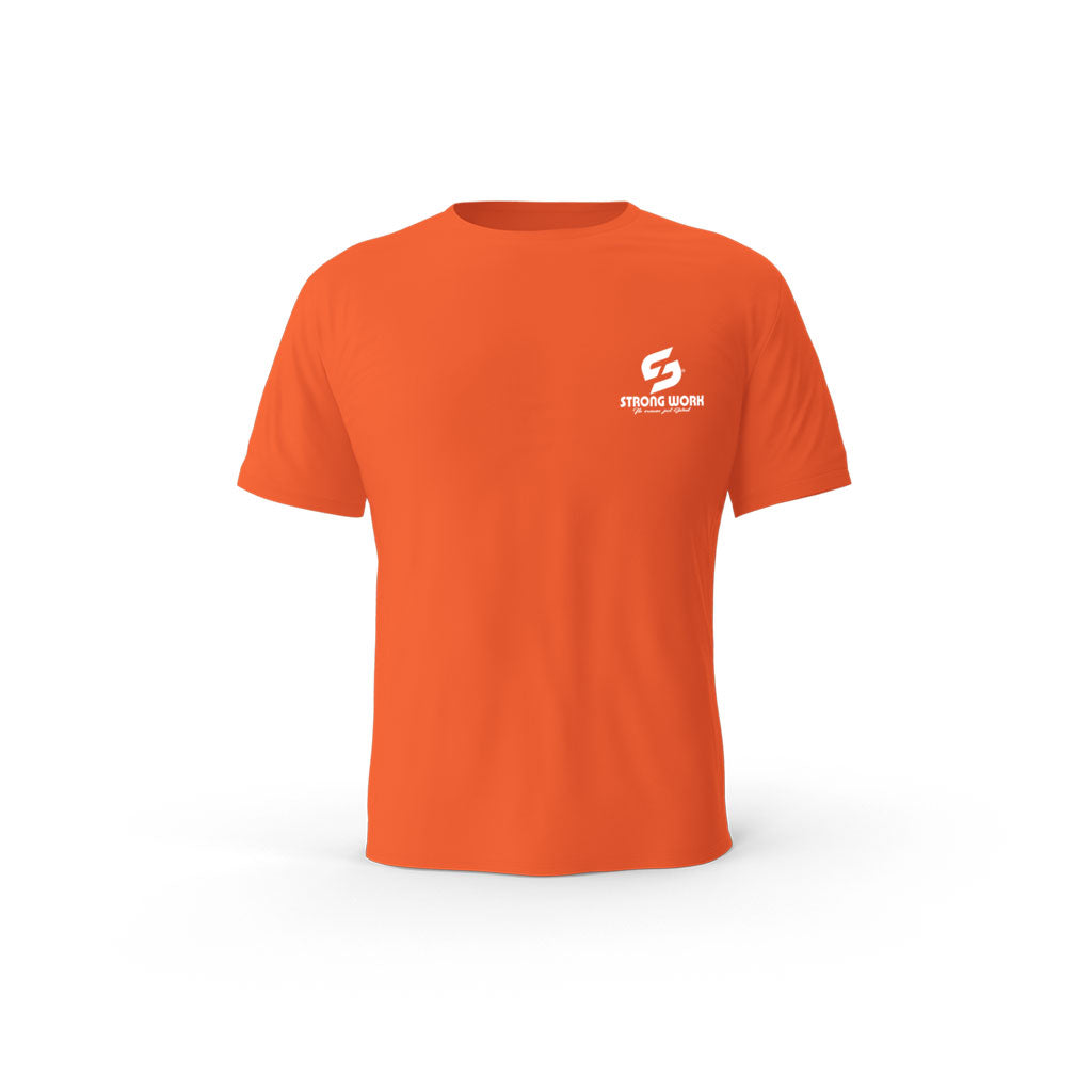 T-SHIRT-COTON-BIO-STRONG-WORK-CLASSIC-ORANGE-FEMME