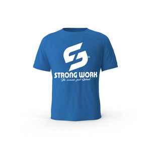 t-shirt bio bleu royal Strong Work Challenge pour Homme