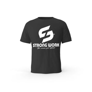 T-SHIRT- COTON-BIO-STRONG-WORK-I-NEVER-GIVE-UP-NOIR-HOMME