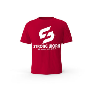 t-shirt bio rouge Strong Work Challenge pour femme