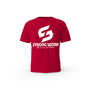 t-shirt rouge strong work Evolution face pour Homme