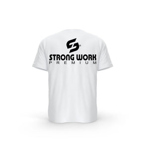 t-shirt dos bio blanc Strong Work PREMIUM pour Femme