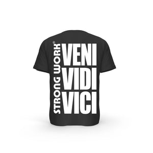 T-SHIRT- COTON-BIO-STRONG-WORK-VENI-VIDI-VICI-NOIR-DOS-FEMME